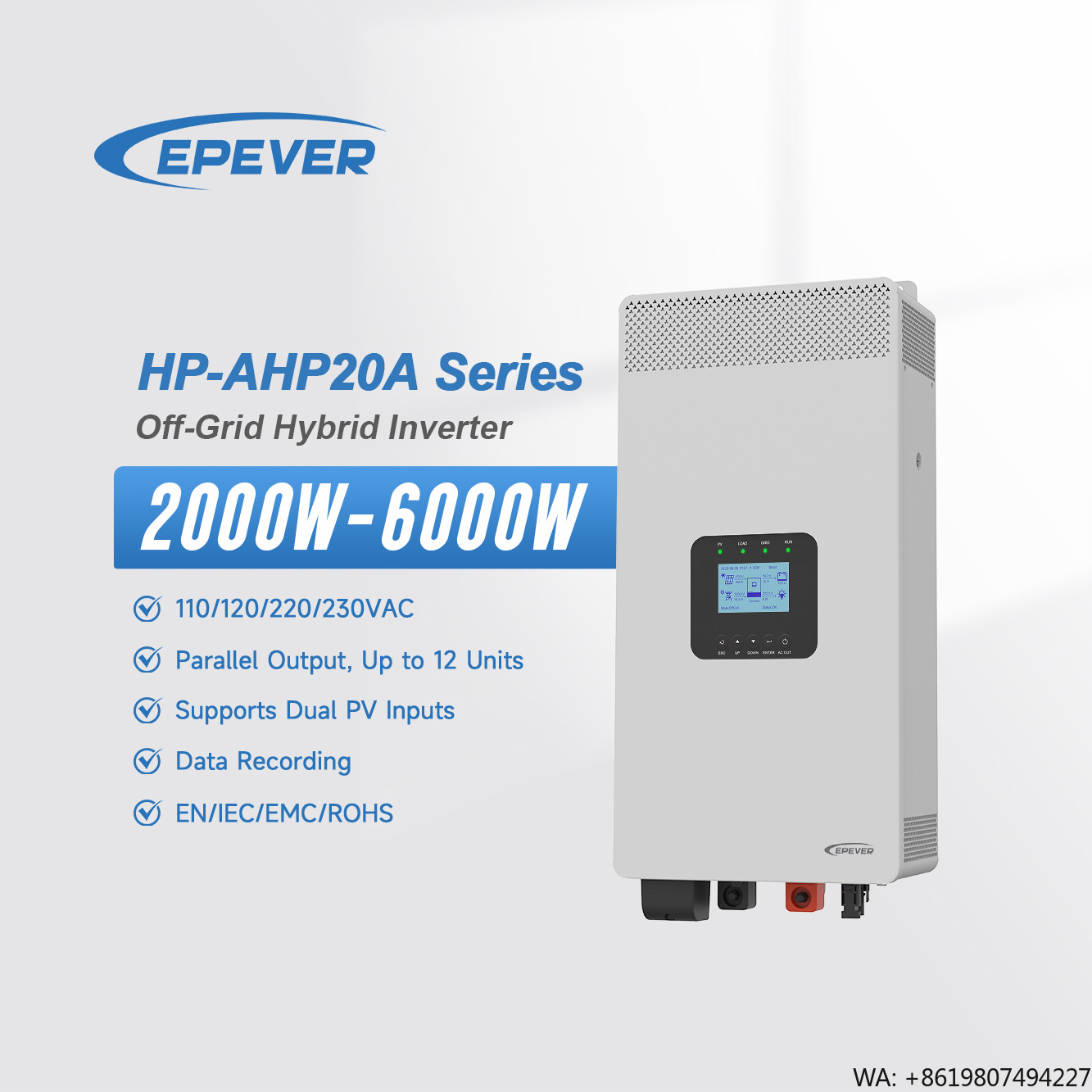 Hybrid Solar Inverter 5.5Kw Mppt 48V - Inversor Epever DC 24V 48V para