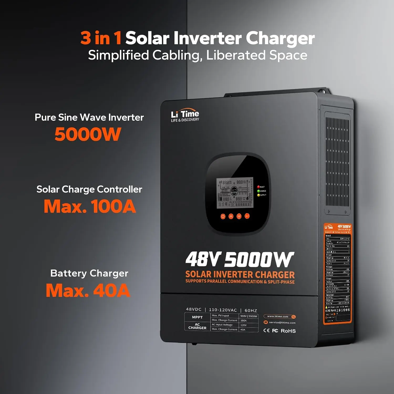 Inversor de Onda Senoidal Pura - Parallel Solar Inverter 48V 5000W Mppt avaliação e preço