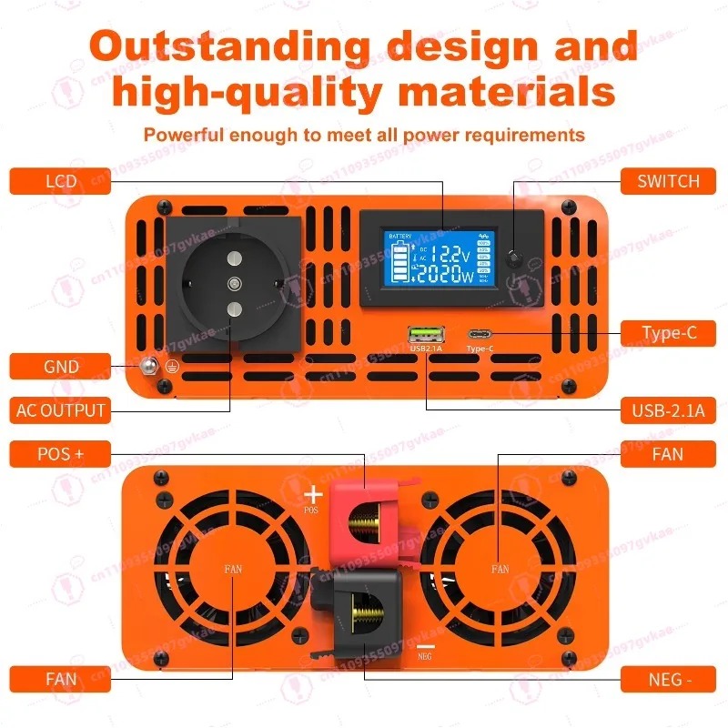Pico 4000w 12v 24v 48v dc para - Power Inverter 12V 220V 4000W Continuous avaliação e preço