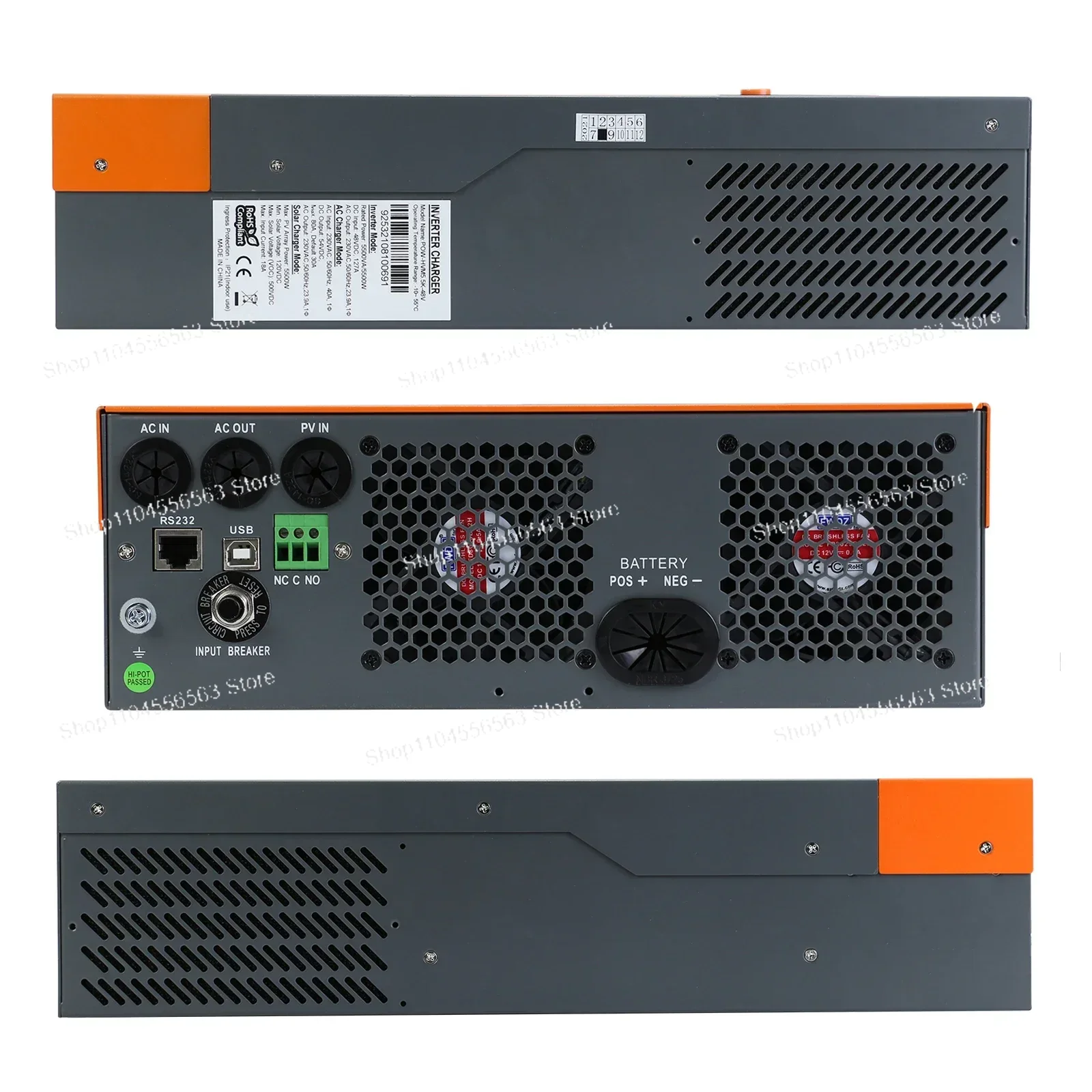 Inversor solar híbrido trifási - Hybrid Solar Inverter 5.5Kw Mppt 48V avaliação e preço