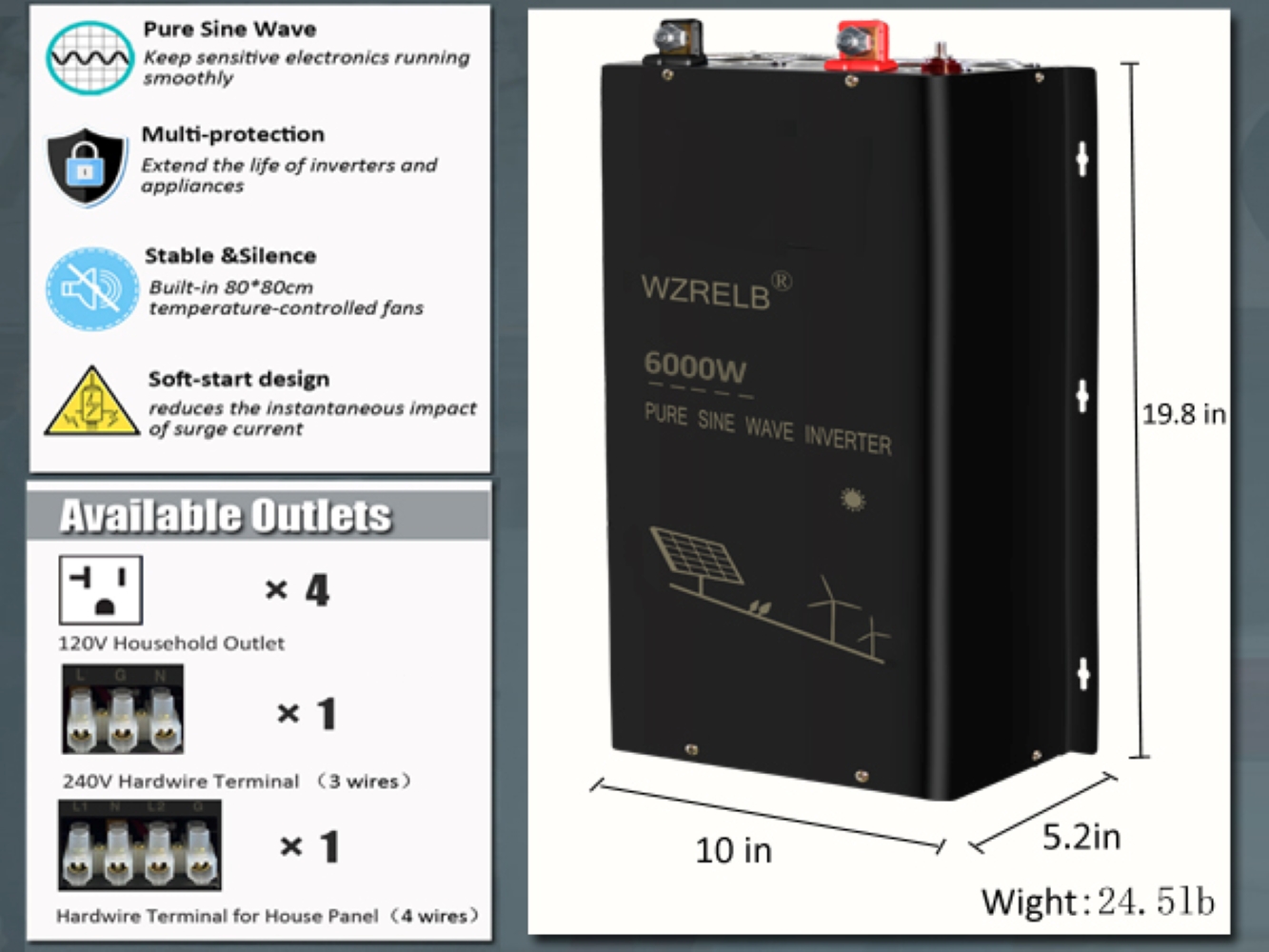 Inversor de Onda Senoidal Pura - Off Grid Solar Inverter 48V 6000W avaliação e preço