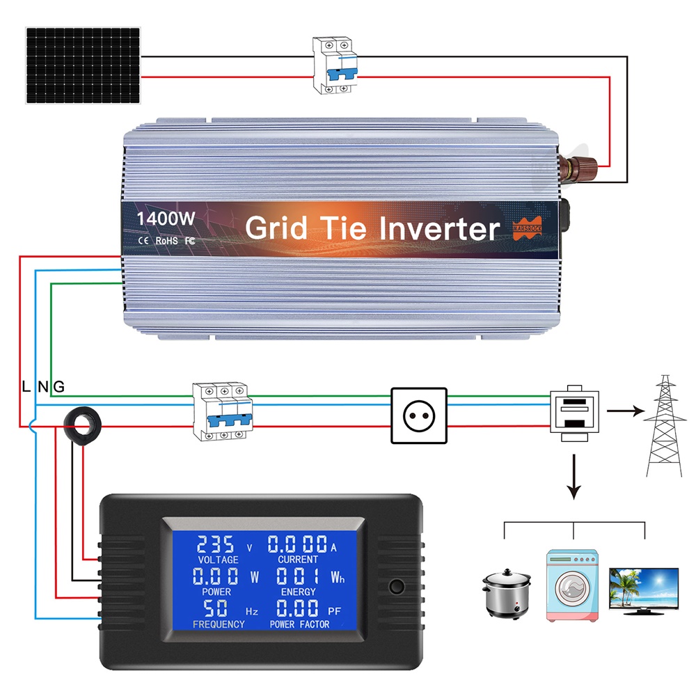 Microinversor Solar Conectado  - Micro Inverter 1400W Solar Grid Tie avaliação e preço