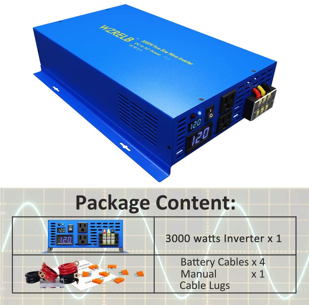 Inversor de energia de onda se - Inverter Pure Sine Wave 60Hz 120V 3000W avaliação e preço