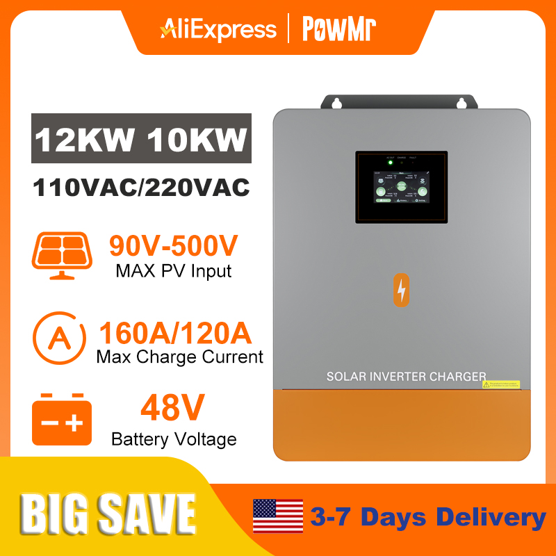 Inversor Híbrido Solar PowMr 1 - Split Phase Inverter 10Kw 110V 220V avaliação e preço